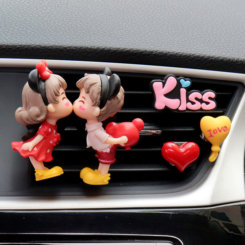 미키 커플 공기 배출구 + 키스 + 사랑 + 리틀 레드 하트