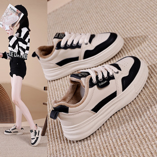 Women's Velvet Sports Shoes Winter 2025 New Popular Outer Wear Comfortable Flats Shoes Women's Cotton Shoes H6519-1