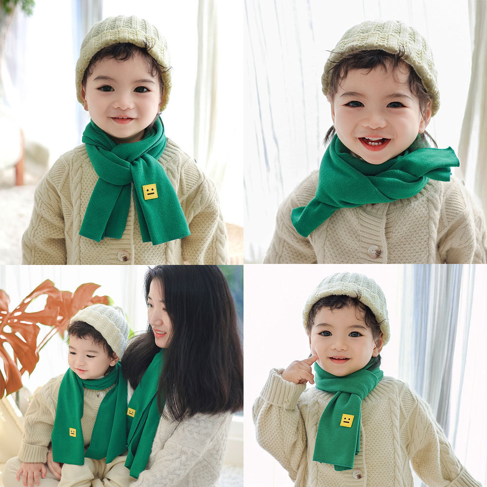 Korean women's and men's scarves labeled Autumn and winter pure cotton baby scarves thick warm baby scarves