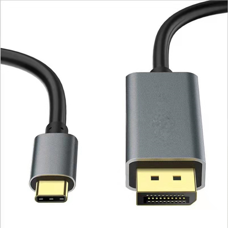 Tipo-C sola vuelta DP DisplayPort 1,8 M 4K @ 60Hz carcasa de aluminio negro HD cable adaptador de vídeo