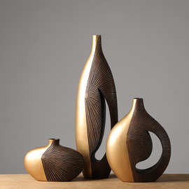 现代简约手工树脂工艺品 家居创意装饰花瓶摆件 一件代发