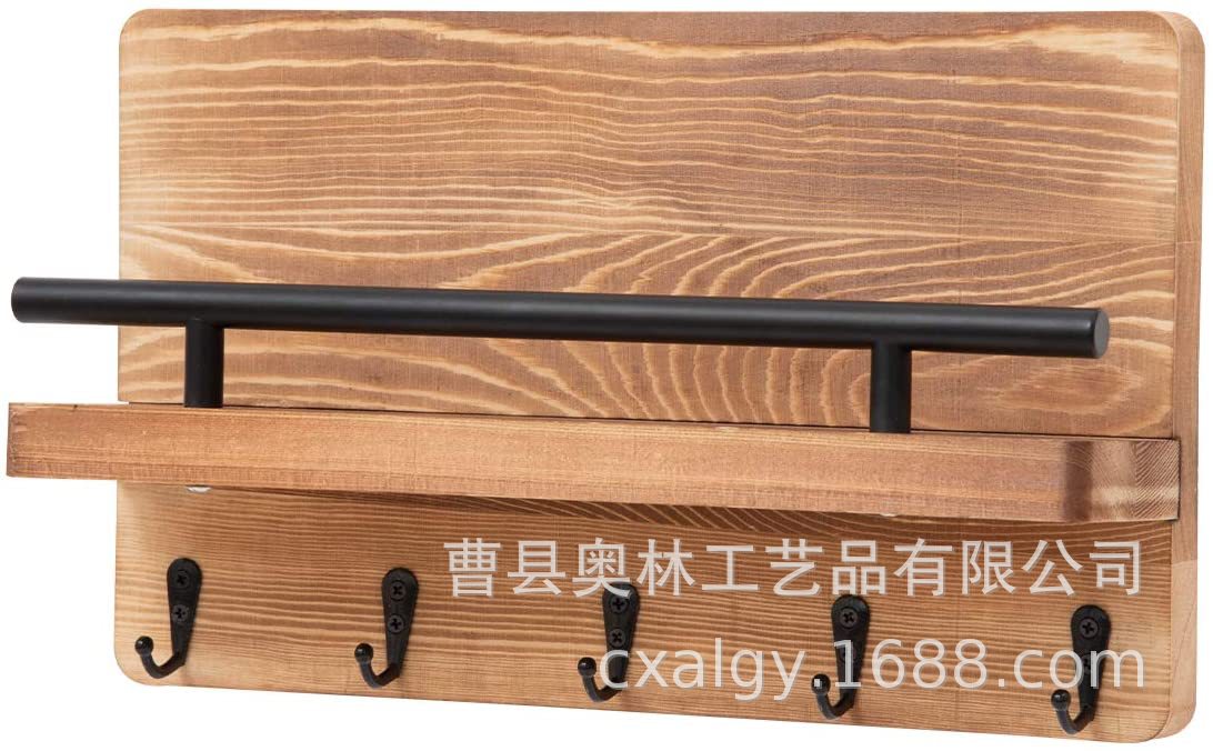 Rack de almacenamiento de gancho de llave de madera montado en la pared de estilo americano estante de almacenamiento de buzón de pared estante de clasificación de correo flotante de madera