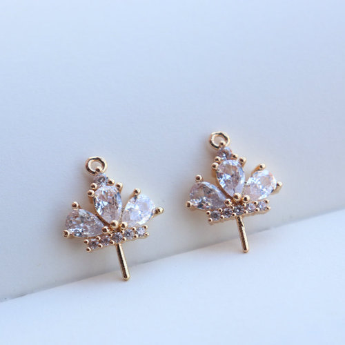 Hanging KC gold plated hollow zircon crown pendant accessories Baroque pearl fairy decoration DIY jewelry materials