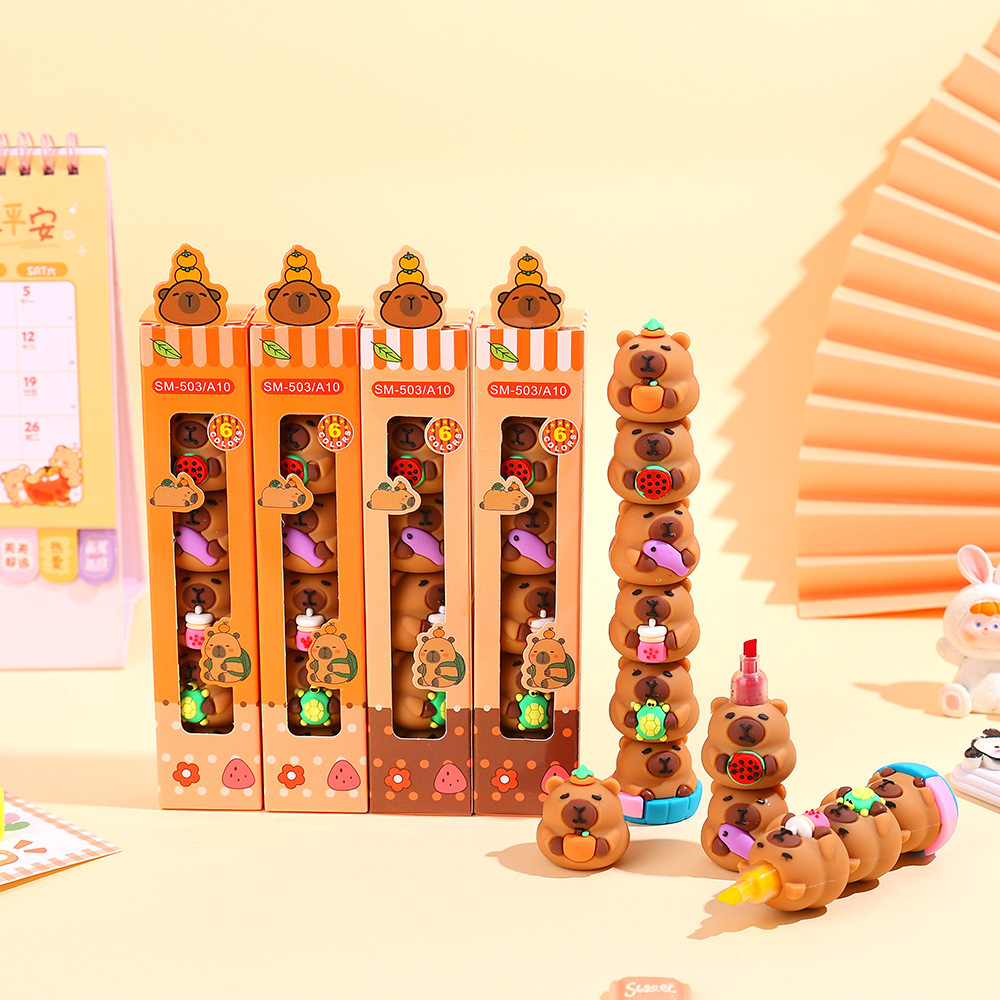 5 colores creativos Capibara pencil de dibujos animados pencil de empalme pencil de cuentas de mano pencil de graffiti marcado pencil de marca DIY