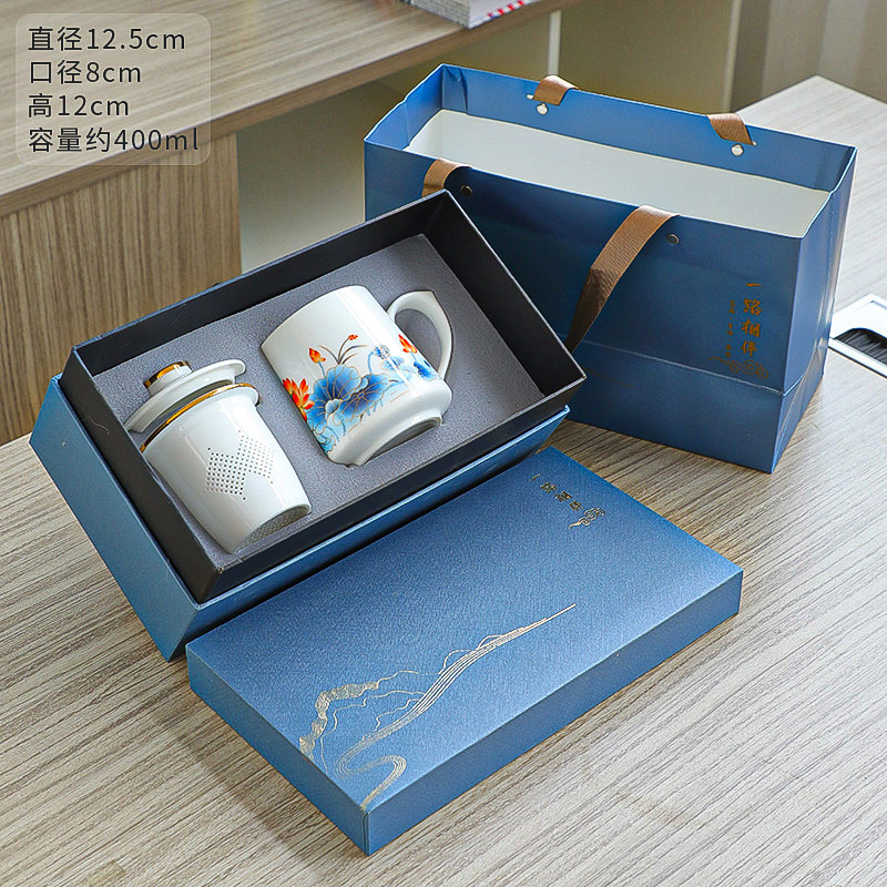 ティーカップ陶磁器茶水分離水カップ泡カップ事務カップ個人カップフィルターマグカップ付きお土産ロゴ|undefined