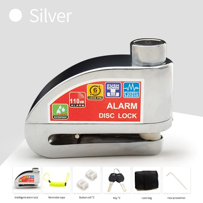 lock alarm lock anti-theft lock – Motorcycle Lock - silver
