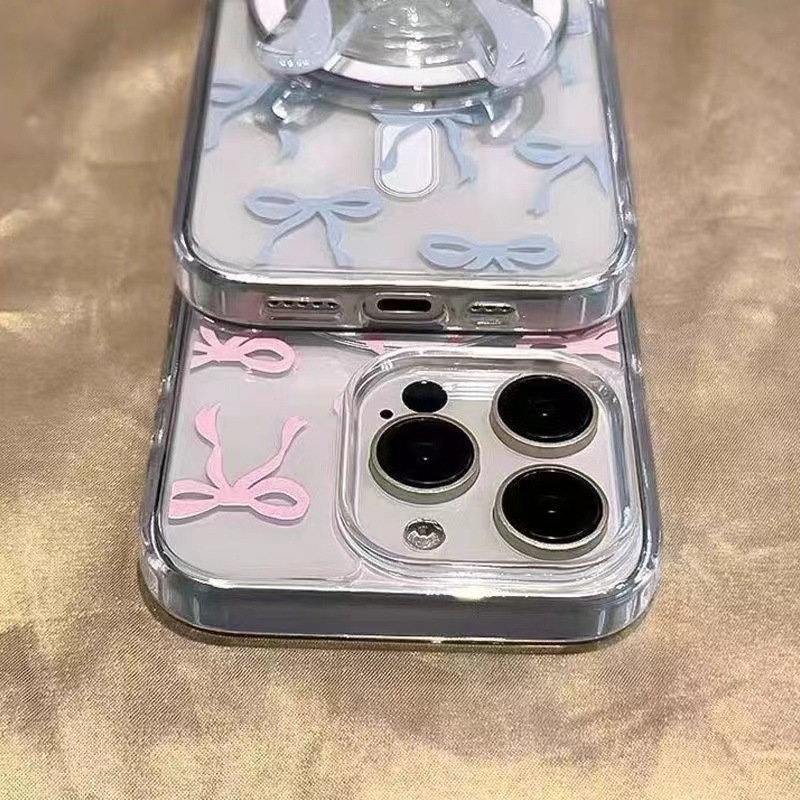 Nuevo caso de Apple 17promax 16plus azul rosa arco magnético cubierta de teléfono transparente image 3