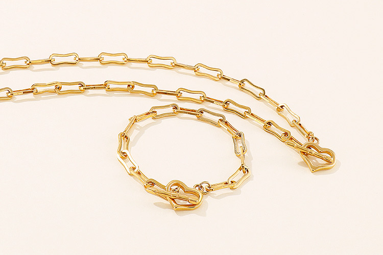 European and American stainless steel paper clip chain OT buckle heart-shaped bracelet necklace jewe