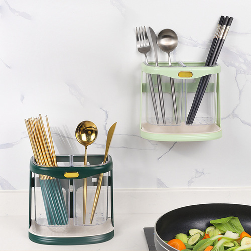 Light luxury style multi-functional chopstick holder kitchen utensil storage box large-capacity chopstick basket double-cylinder household chopstick box