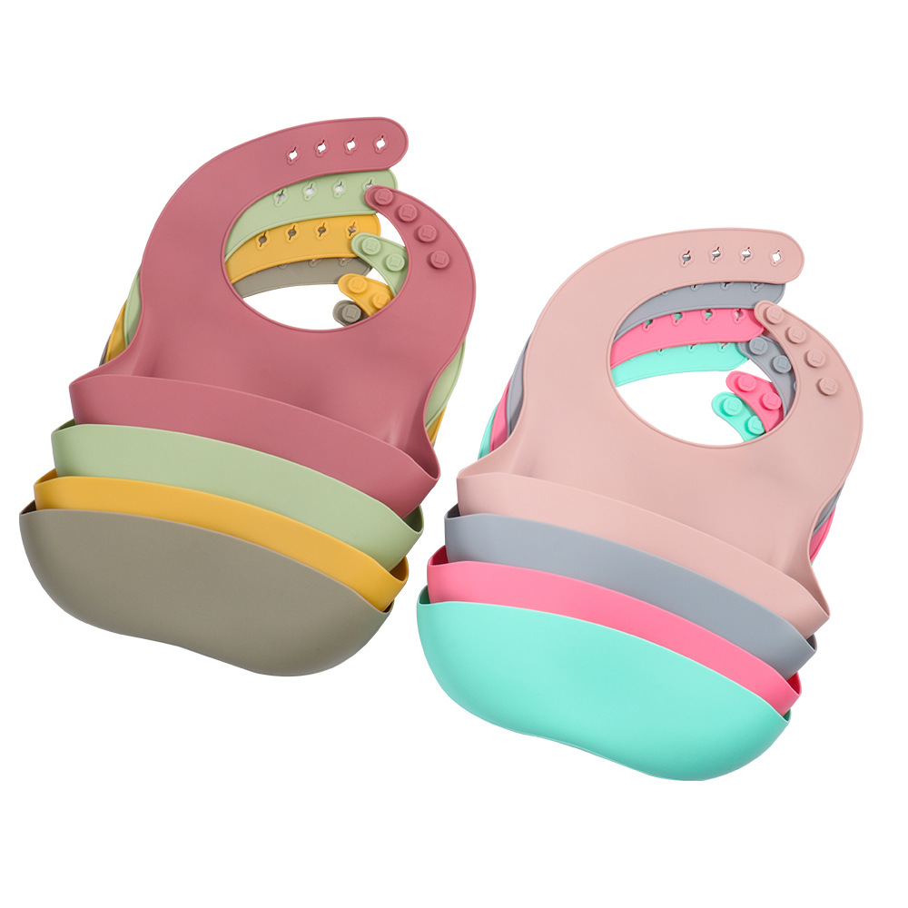 Silicone Bib Baby Food Bag Waterproof Food Grade Dining Bib Thin Slippery Bag Anti-Dirty Children's Tableware suit
