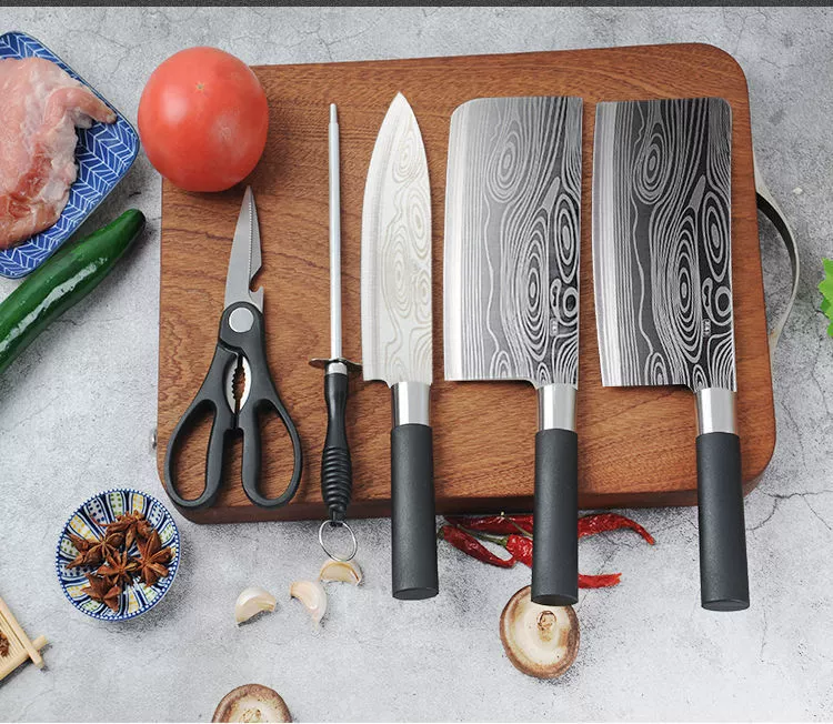 Витая красная кухонная ложкаPattern стали нож кухонный пяти предметный набор из нержавеющей стали бытовой нож для резки