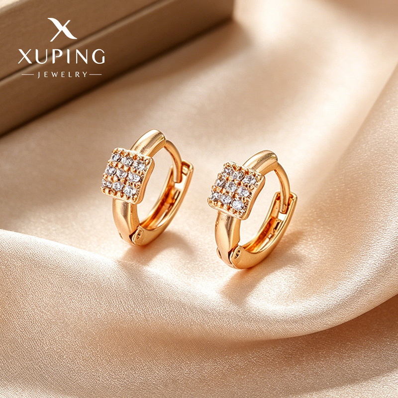 Xuping nueva aleación de moda galvanizada 18k aretes de joyas artificiales perfiles de orejas de estilo ruso