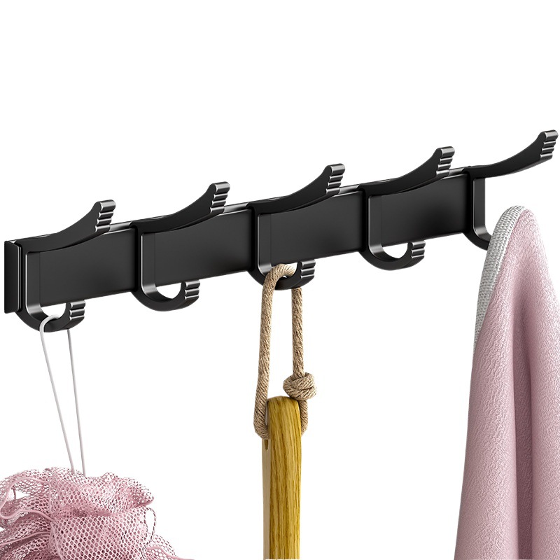 Fábrica al por mayor luz de lujo espacio de aluminio gancho de fila puerta montada en la pared gancho trasero pasillo armario toalla gancho