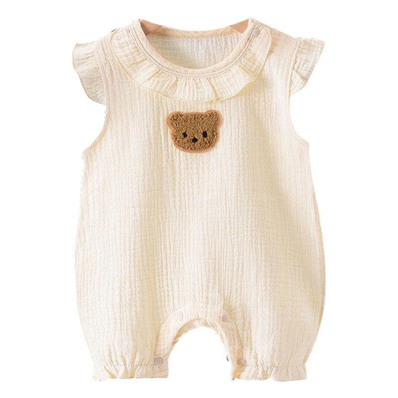 Bebé verano fino algodón mono recién nacido gasa mameluco masculino y femenino del bebé sombrero