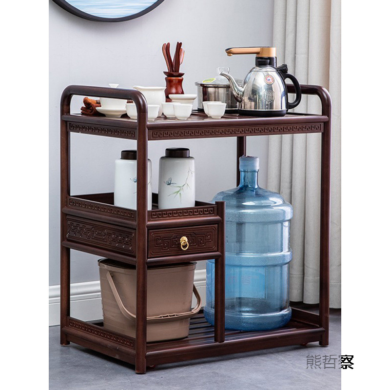 Rosewood Solid Wood Mobile Tea Cabinet Tea Table Tea Table Kettle Integrated Tea Set Home Simple Chinese Tea Cart