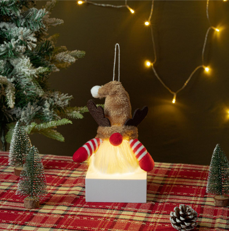 Nuevos productos transfronterizos decoración de Navidad edición Q Rudolph luminoso muñeca sin cara LED con luz colgante árbol de Navidad muñeca