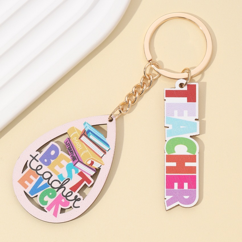 Unisex Gender Modern Style Letter Wood Teachers' Day Unisex Keychain