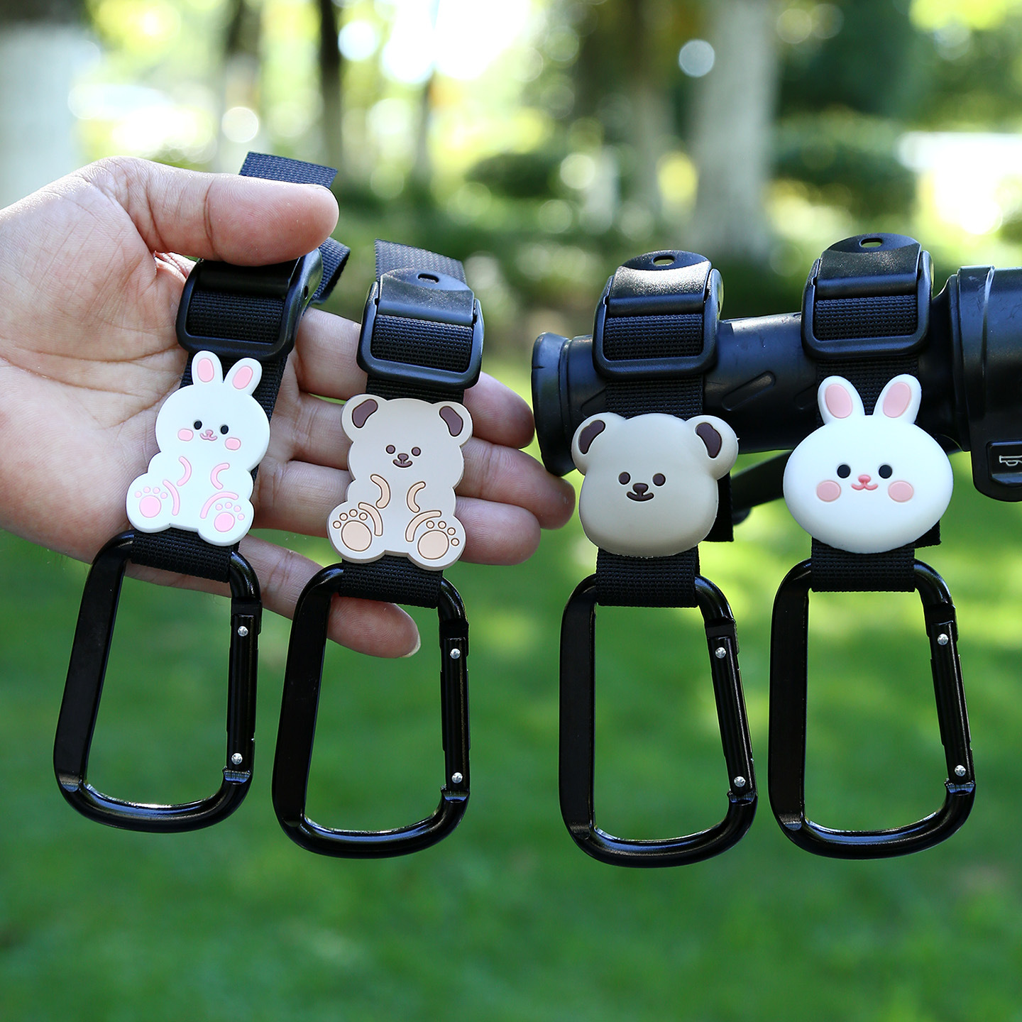 2025 Cross-Border New Electric Vehicle Hook Front Universal Cute Cartoon High-Value Stroller Hanging Buckle Storage Artifact