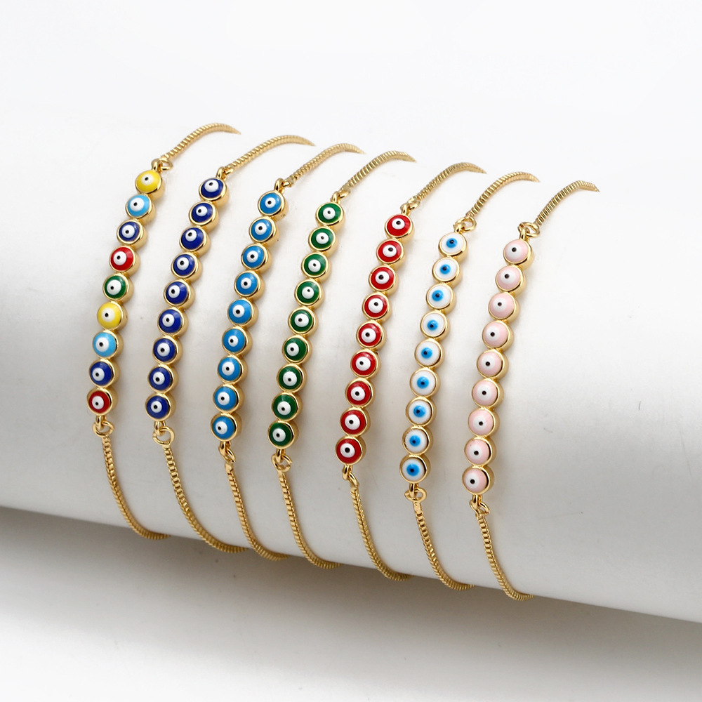 Simple Style Devilu0027S Eye Copper Enamel Bracelets 1 Piece