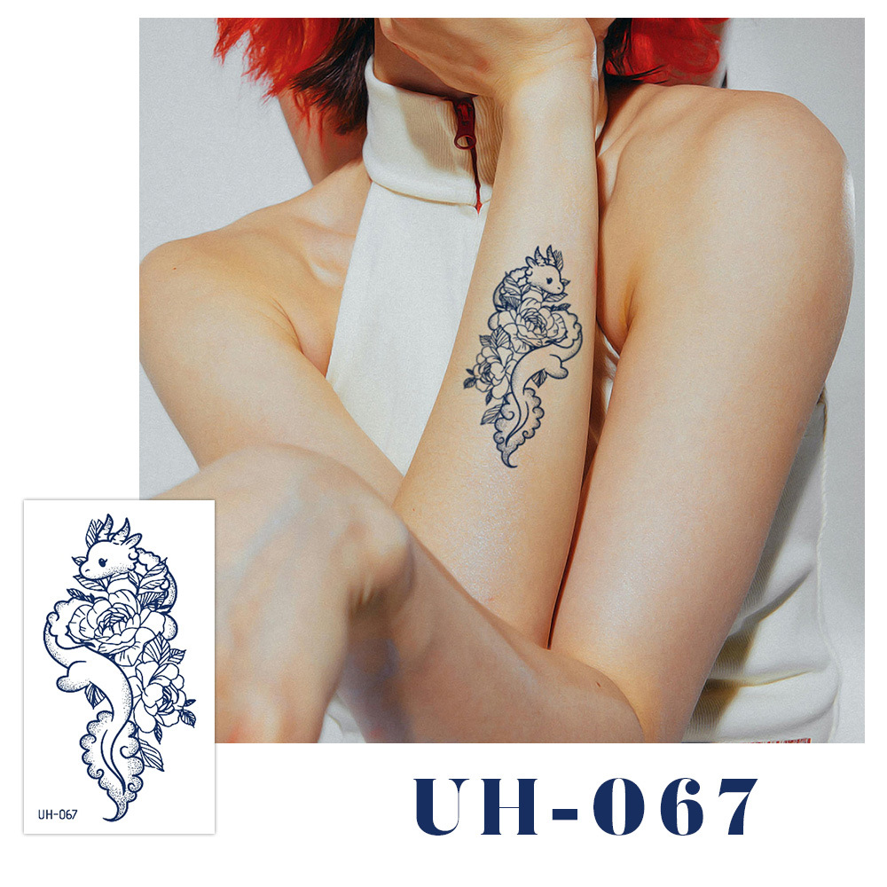 新しいジュースハーブタトゥーシール、半永久的、韓国で人気、原宿風、防水、ミニマルなタトゥーシール、英語文字