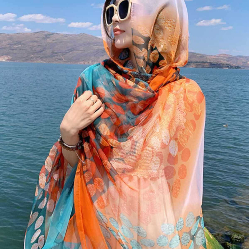 Silk Scarf for Women 2026 New Style Beach Silk Scarf Sun Protection Large Shawl Gauze Scarf Sanya Seaside Shawl Scarf Summer Thin Style Silk Scarf for Women 2026 New Style Beach Silk Scarf Sun Protection Large Shawl Gauze Scarf Sanya Seaside Shawl Scarf Summer Thin Style