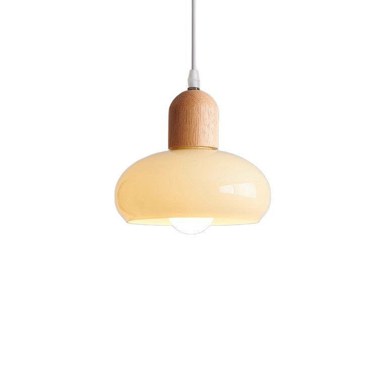 Moderno simple madera crema viento pequeño lámpara de mesa de comedor lámpara de escritorio habitaciones residenciales cabezal de cama lámpara de vidrio de madera sólida