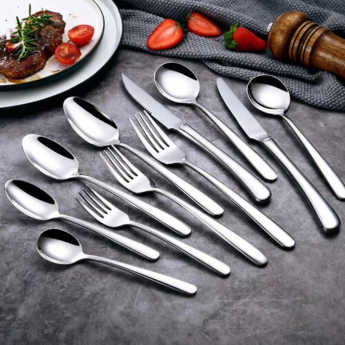 Thickened 304 stainless steel knife, fork, spoon, Western tableware set, elegant steak knife, table fork, coffee spoon, stainless steel table spoon