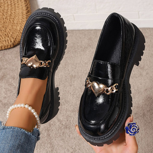 British Style Small Leather Shoes for Women 2025 Spring New Thick-Soled High-End Slip-On Women's Shoes Popular Large Size Loafers