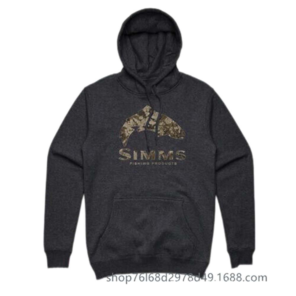 U.S. SIMMS Sweater Jacket Casual Loose Fishing Jacket Men's and Women's Long Sleeve Hoodie fleece-lined Notes