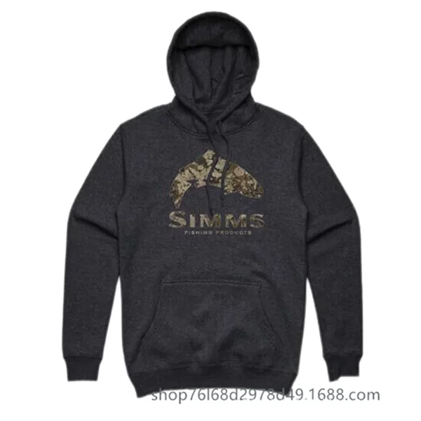U.S. SIMMS Sweater Jacket Casual Loose Fishing Jacket Men's and Women's Long Sleeve Hoodie fleece-lined Notes