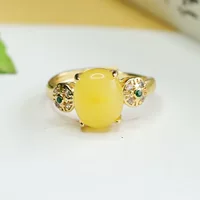 Aiyu натуральное янтарное кольцо медовый воск кольцо кольцо кольцо женский древний стиль ювелирная фабрика оптовая продажа AY3120407