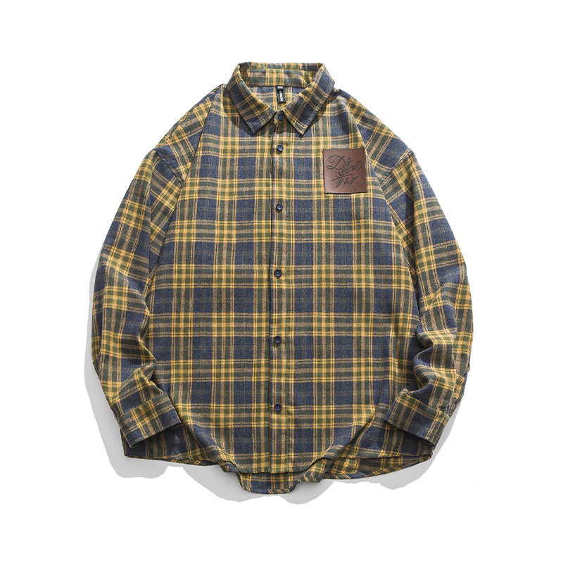 Hong Kong Style Vintage Plaid Shirt Men's Spring Trendy Ins Casual Hip-hop All-match Handsome Couple Clothes Shirt Jacket Hong Kong Style Vintage Plaid Shirt Men's Spring Trendy Ins Casual Hip-hop All-match Handsome Couple Clothes Shirt Jacket