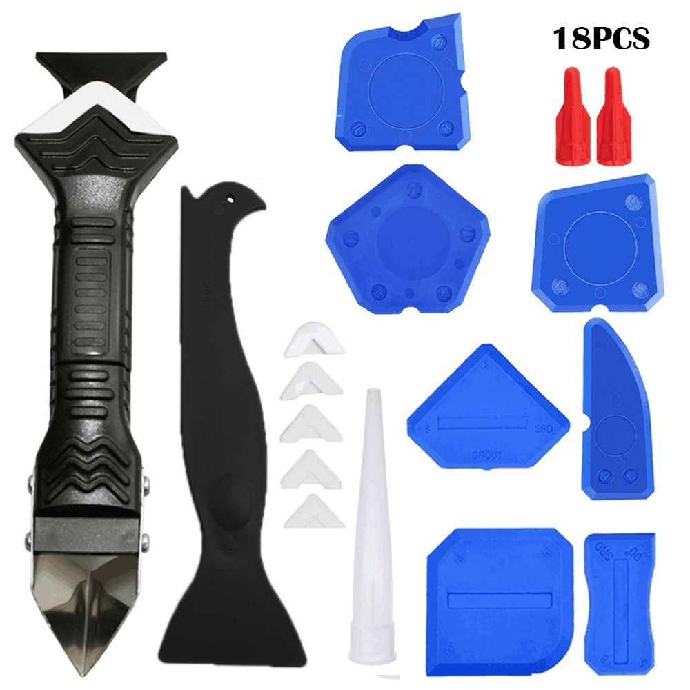 18件套三合一金属刮刀2合一阳角勾刀填缝工具塑料刮板美缝铲胶