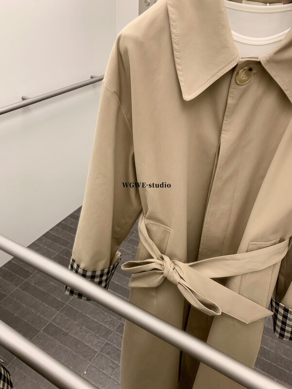 WGWE7104#广州十三行女装2025秋装新款高级感休闲中长款风衣外套|undefined