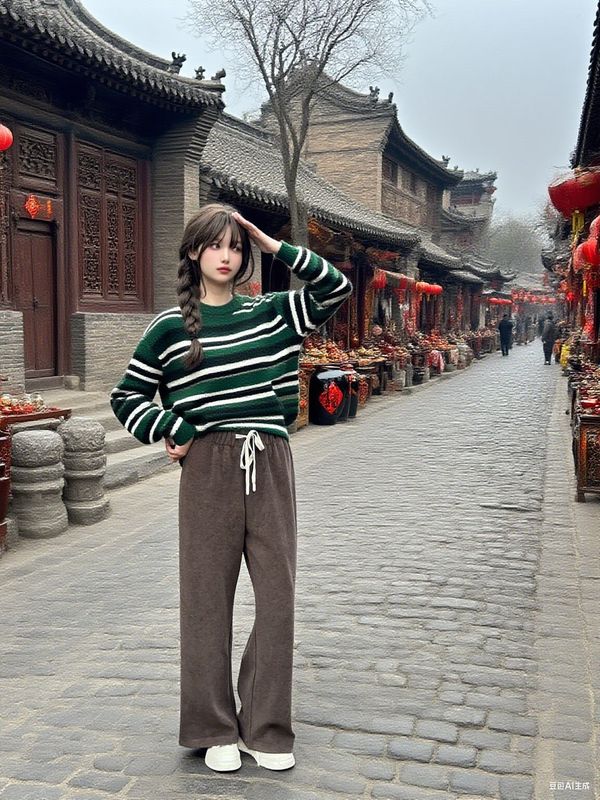 绵羊毛加绒加厚桑蚕丝羊绒休闲裤松紧腰阔腿裤显瘦保暖高腰休闲裤|undefined