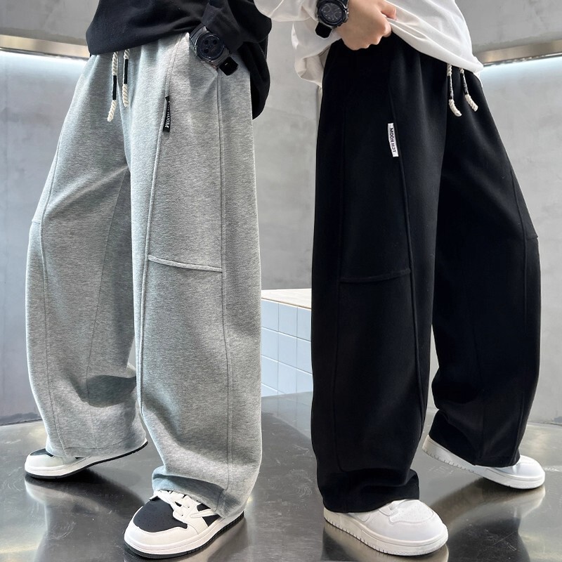 Children's Clothing Boys' Pants Spring and Autumn 2025 New Style Big Kids Sports Pants Loose Casual Wide-Leg Pants Boys' Sweatpants