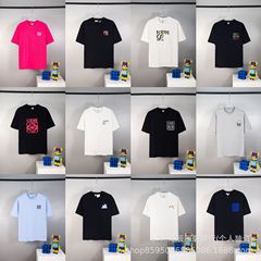 跨境罗家高品质刺绣logo宽松短袖纯棉男女款休闲时尚百搭T恤