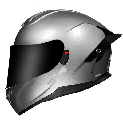 Motosiklet kaskı (dəbilqə) — lens big tail bluetooth - silver-tea-mirror-m