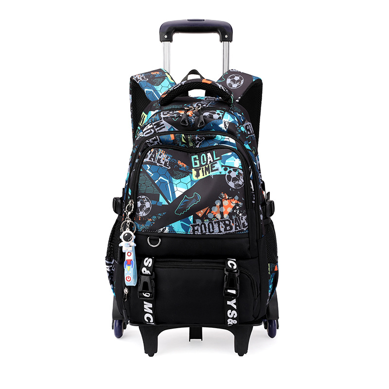 Mochila de tracción de peces naturales para estudiantes de escuela primaria niños 3 - 6 con ruedas mochila para estudiantes de secundaria secundaria puede llevar mochila de escaleras 5