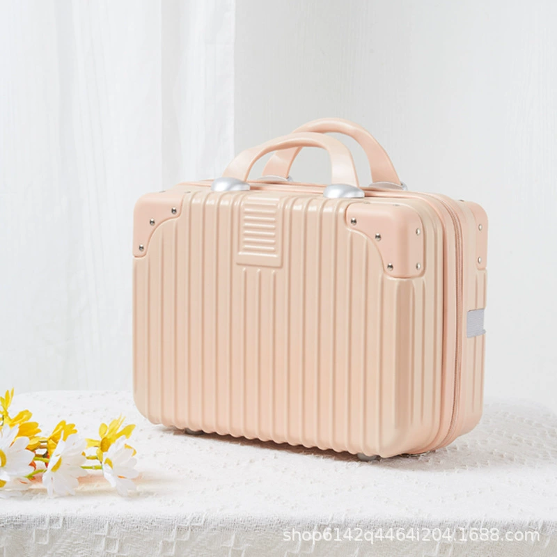 Handheld cosmetic storage box 14-inch suitcase, partitioned interior and portable handle