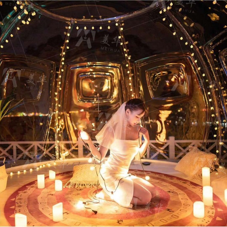 360 grados completamente transparente habitación estrellada Bar comedor Bar café sala de té punto escénico B & B sala de visualización en línea Red Live House