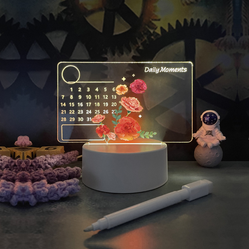 Base luminosa monocromática USB + calendario Rosa + pluma