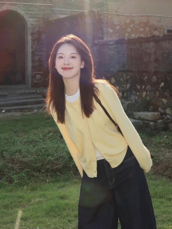 25新款明媚韩系穿搭假两件针织开衫长袖女装2025春秋新款巨好看|undefined