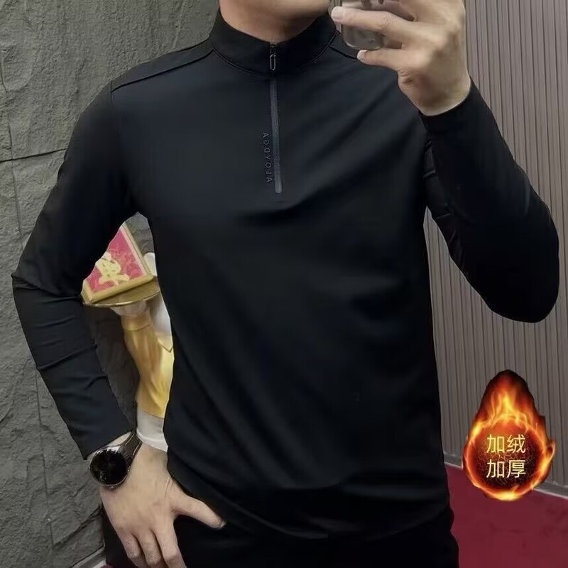68258 Spring, Autumn, Winter Men's New Stand-up Collar Half-Zip T-shirt Sweatshirt, Trendy, Versatile, High-end, Stylish and Attractive