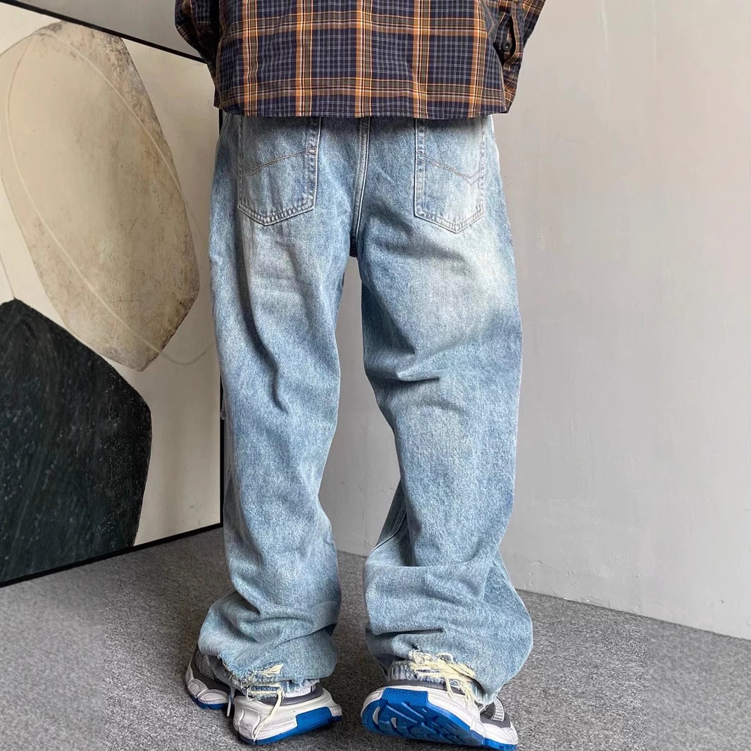 Men's Retro High Waist Dad Jeans Spring Summer Casual Loose Fit Wide Leg Ripped Straight Leg Floor Length_mkmklike.com