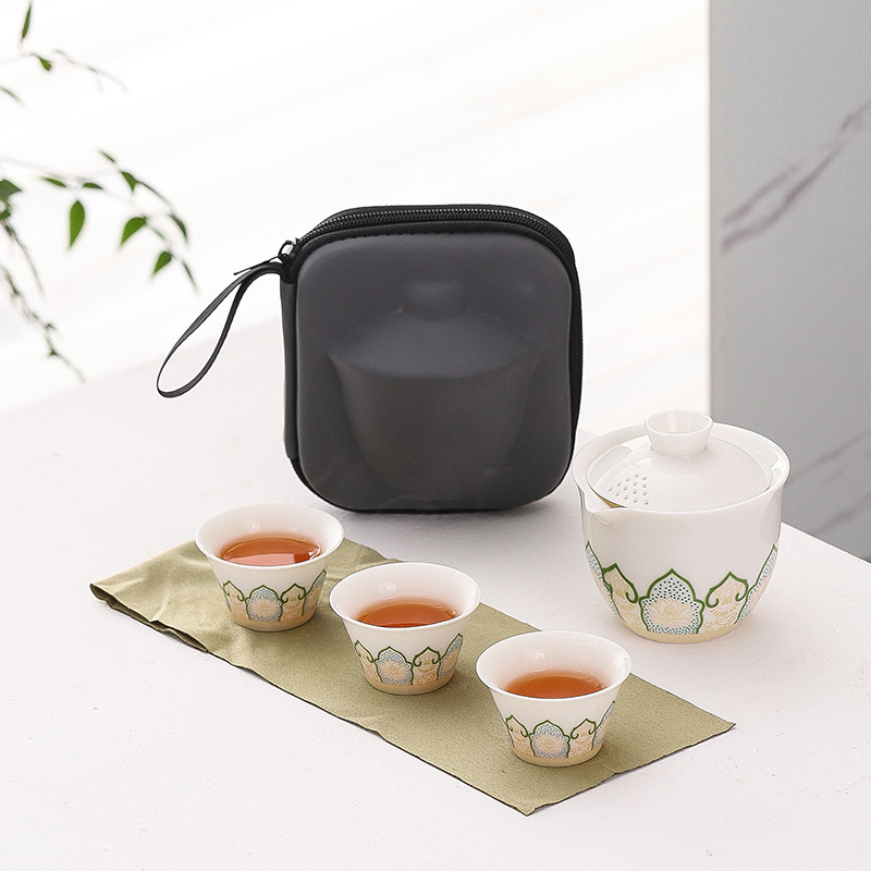 고대 옥 도자기 빠른 손님 3 컵의 냄비