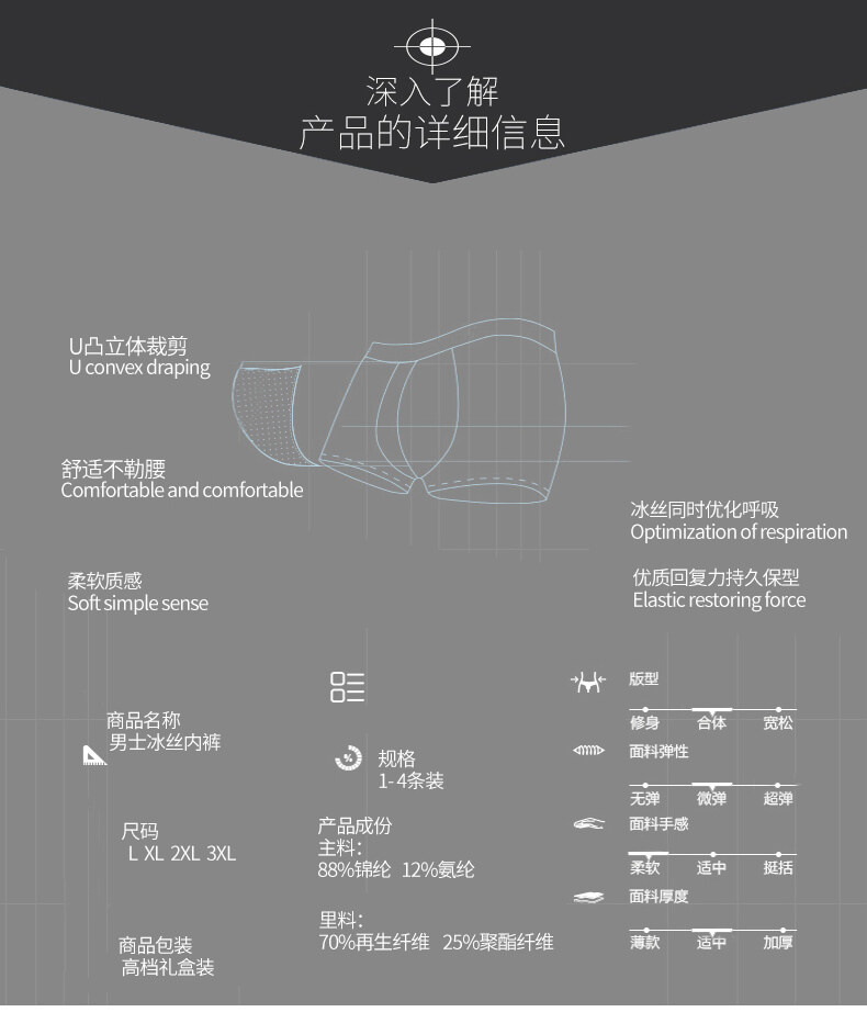 内裤男礼盒装男式平角裤莫代尔冰丝四角裤裤头潮流个性宽松内裤衩详情3
