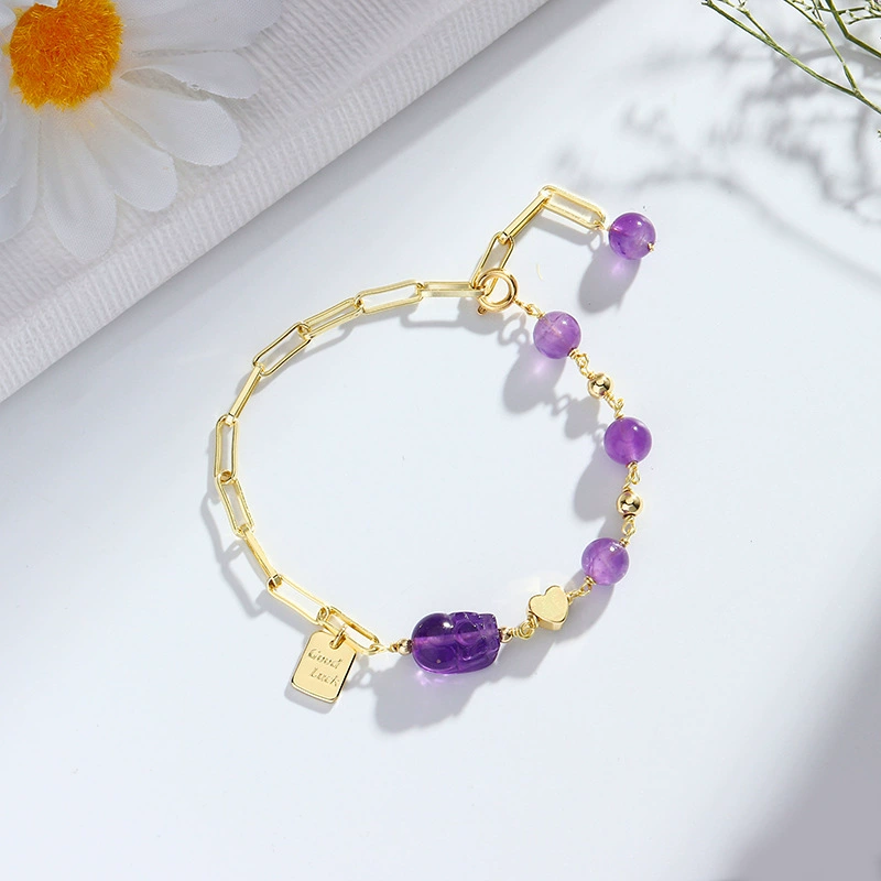 Natural water брендовый маленький дизайн кристал bracelet с аметистом