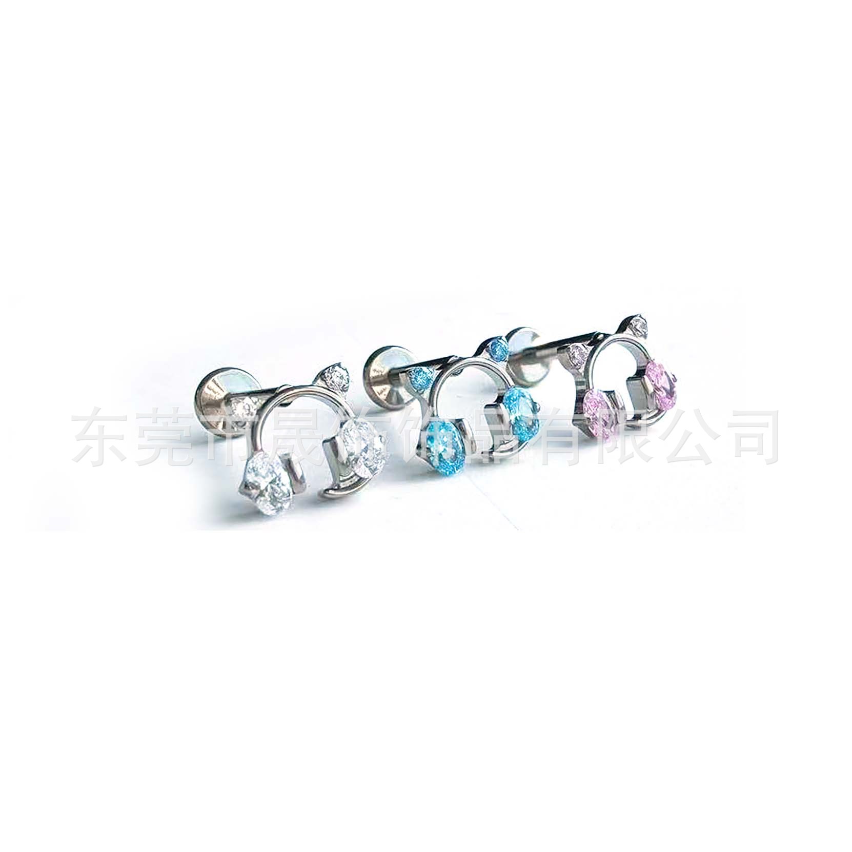 F136 Titanium 电竞小猫 Ear Stud G23 Implant Grade Titanium Ear 机猫 Helix Cartilage Stud Labret Stud Piercing Jewelry Accessories 头