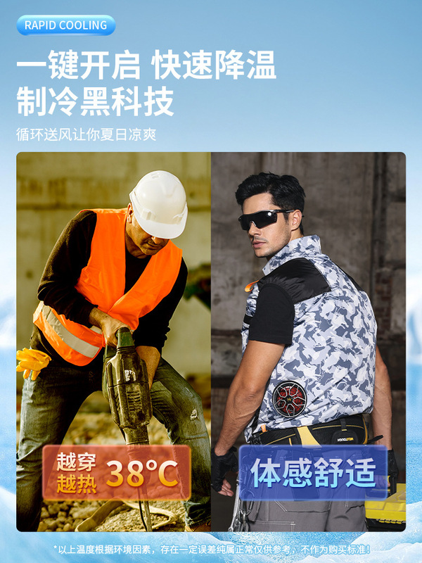 跨境货源夏季空调服降温反光条马甲带风扇的衣服风扇服工作服|undefined